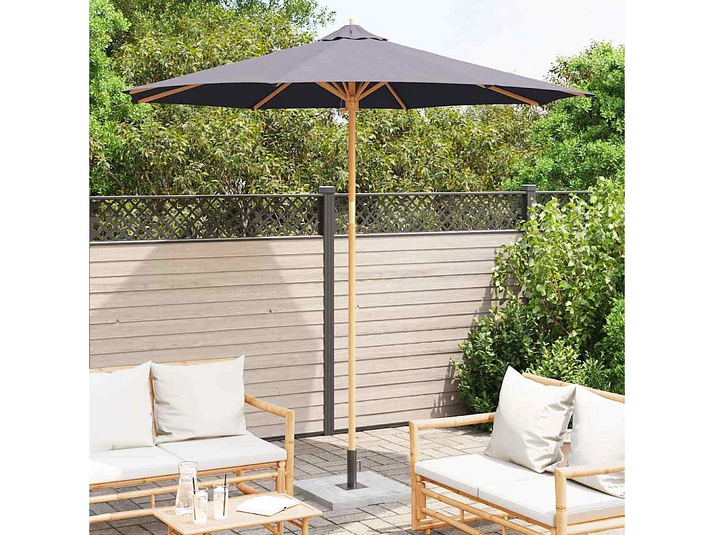 Ombrellone da giardino - Grigio scuro, 270x260 cm, bambù