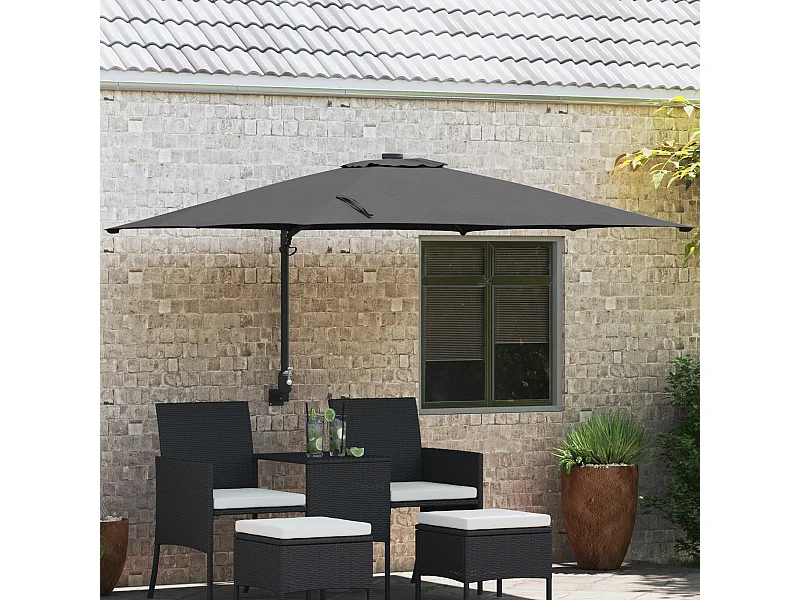 Ombrellone da esterno in poliestere antracite, acciaio verniciato a polvere