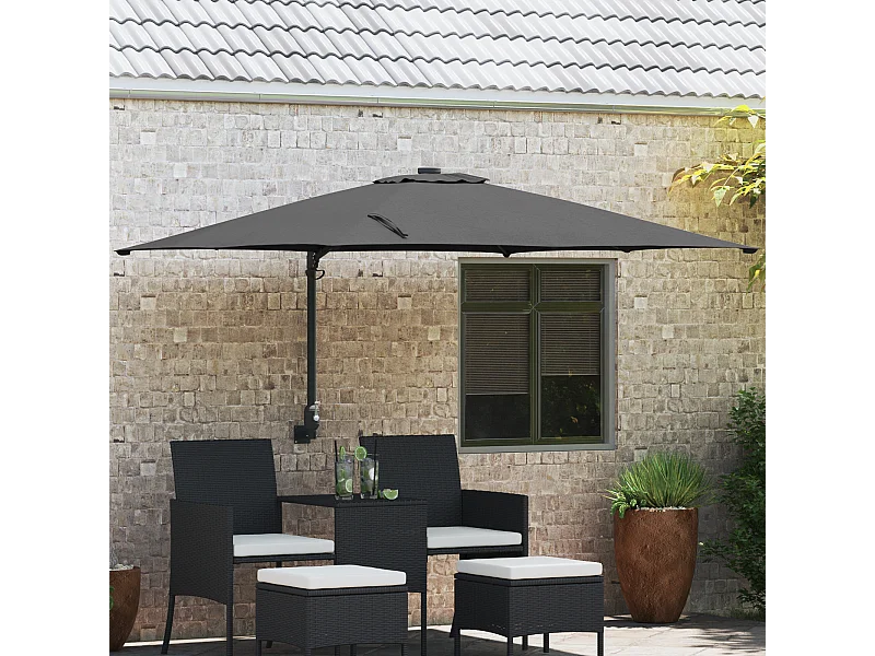 Ombrellone da esterno in poliestere antracite, acciaio verniciato a polvere