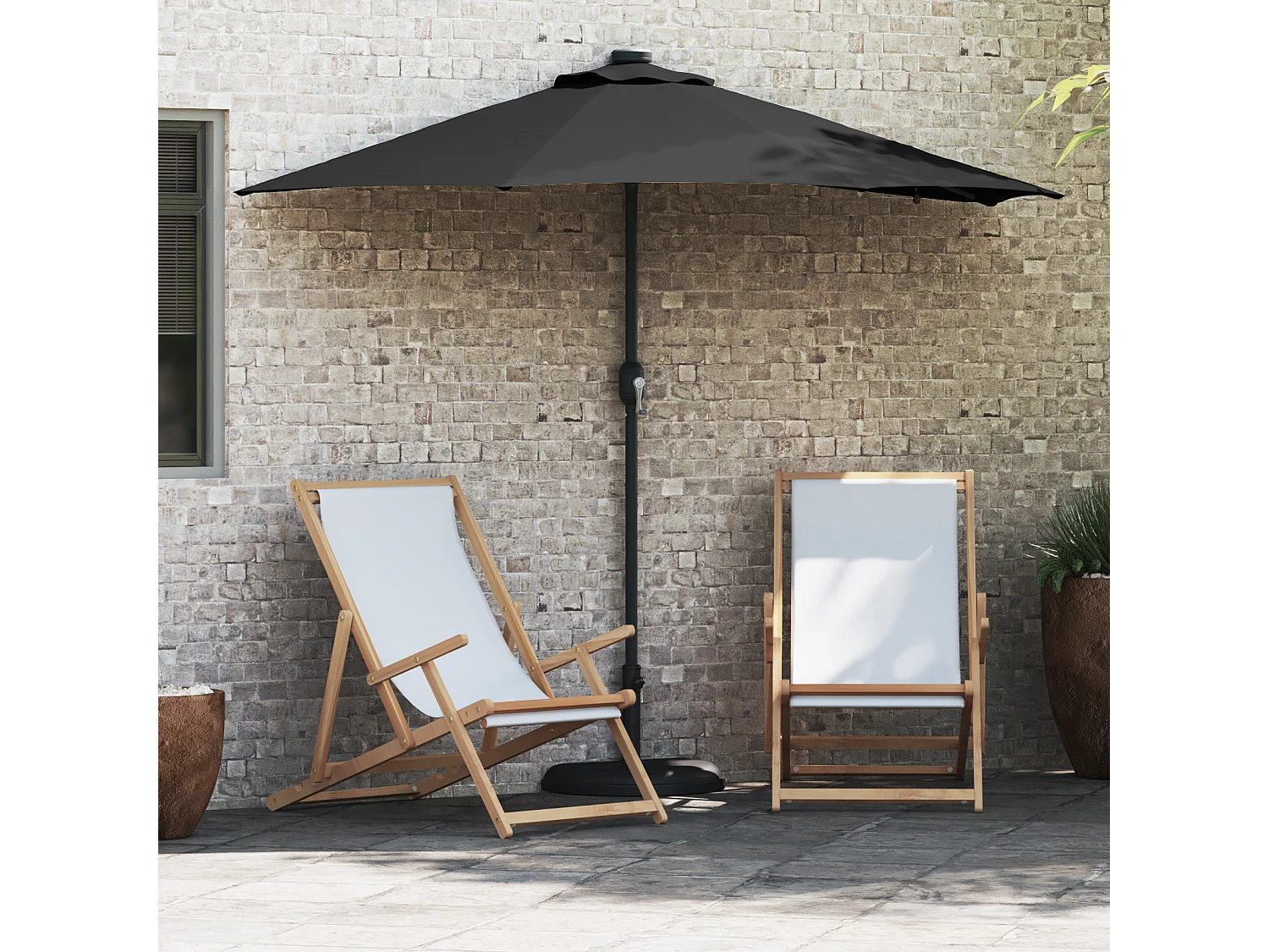 Ombrellone da giardino nero 294 x 150 x 223 cm in tessuto