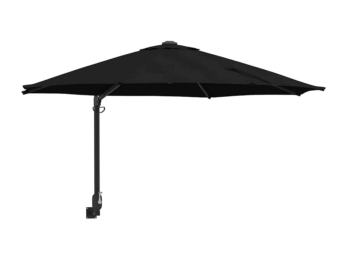 Ombrellone da giardino in poliestere nero, acciaio verniciato a polvere grande