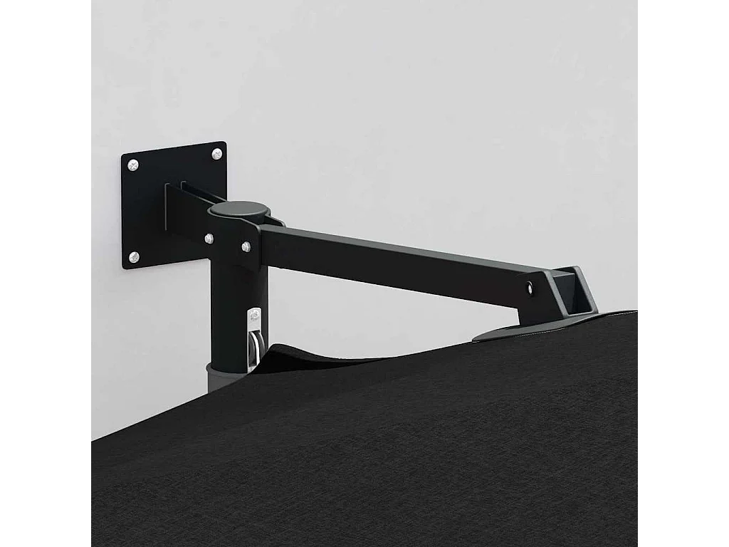 Ombrellone da giardino in poliestere nero, acciaio verniciato a polvere grande