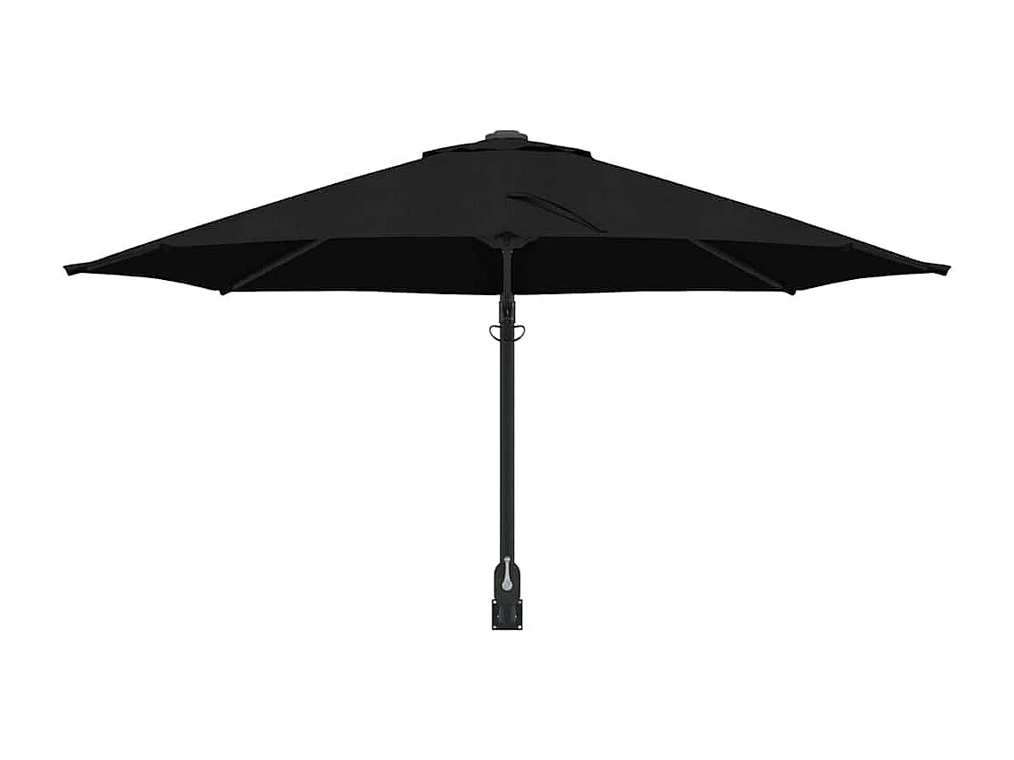 Ombrellone da giardino in poliestere nero, acciaio verniciato a polvere grande