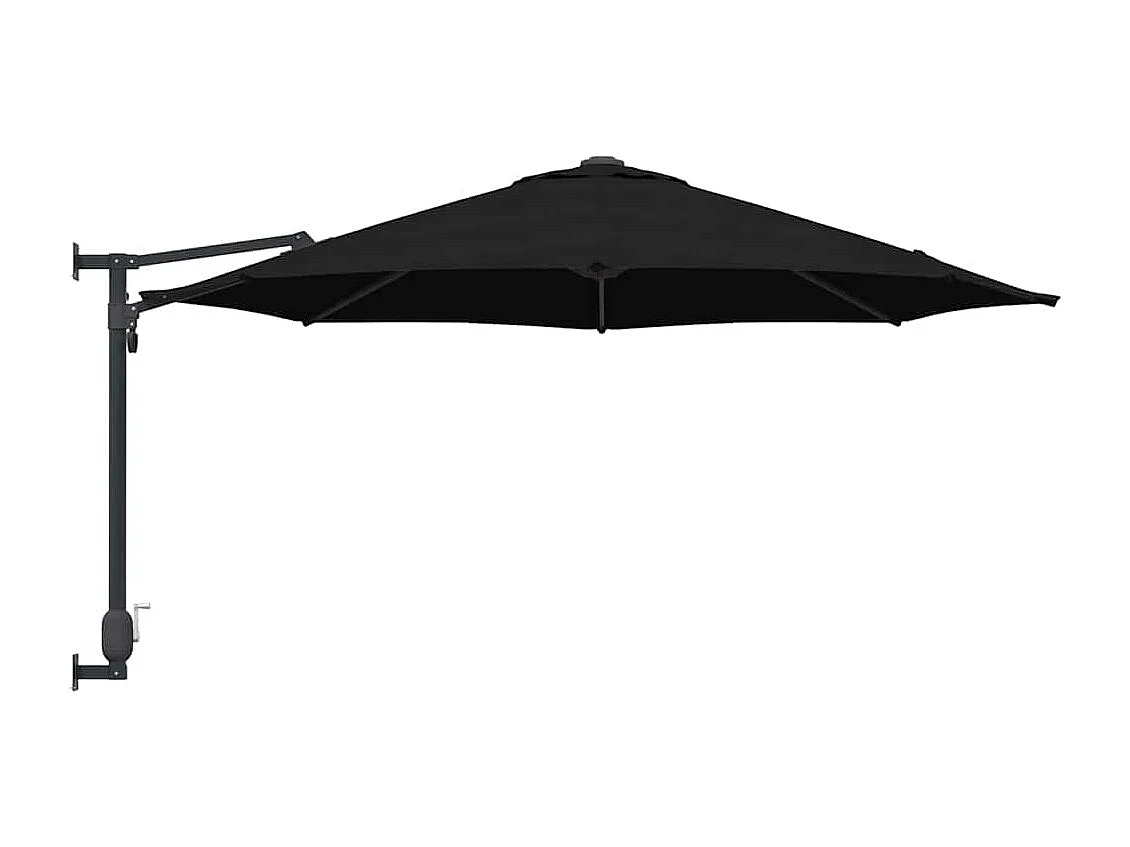 Ombrellone da giardino in poliestere nero, acciaio verniciato a polvere grande