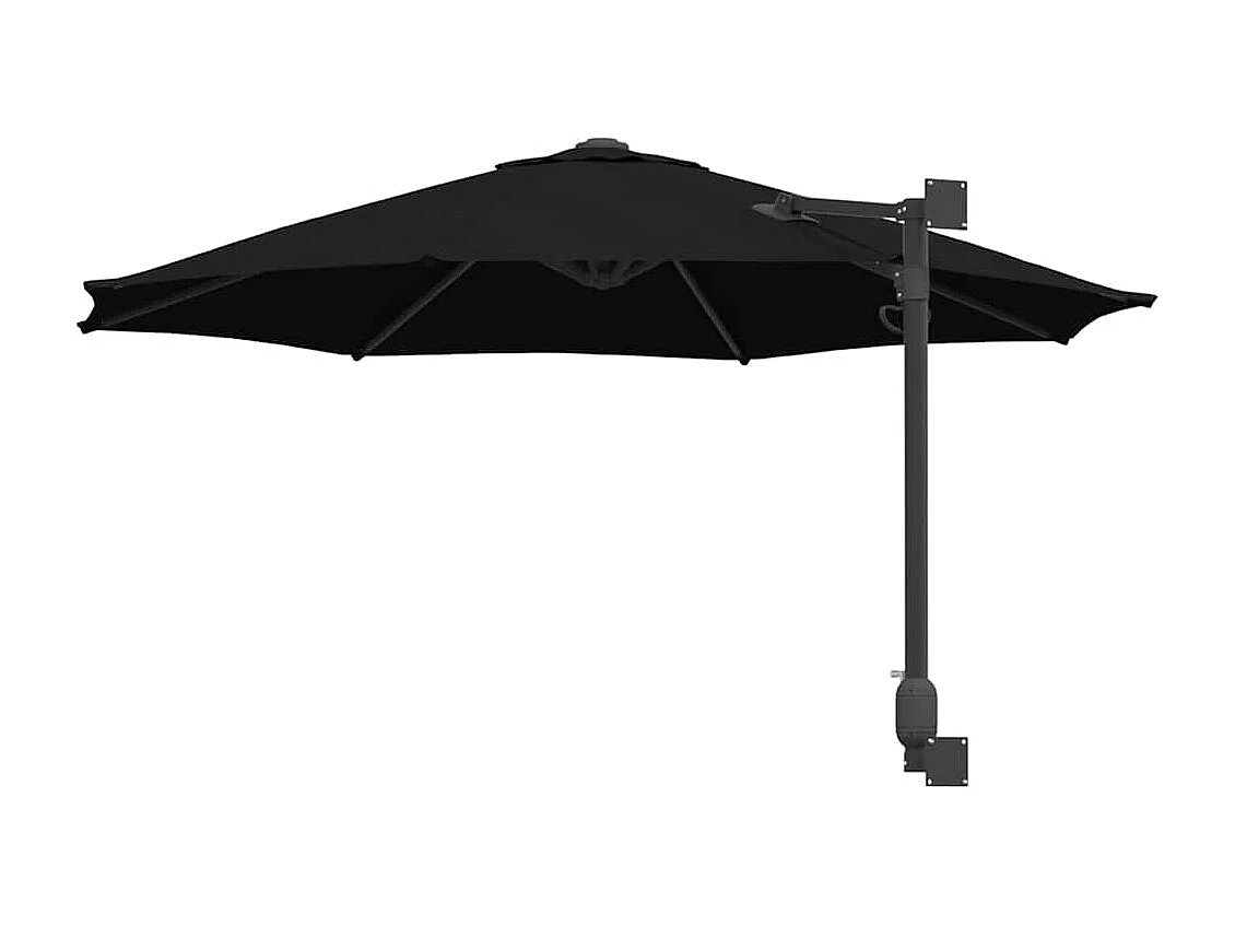 Ombrellone da giardino in poliestere nero, acciaio verniciato a polvere grande