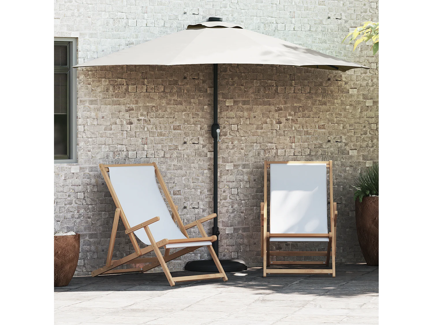 Ombrellone da giardino a metà altezza con palo in alluminio color sabbia da 294 cm