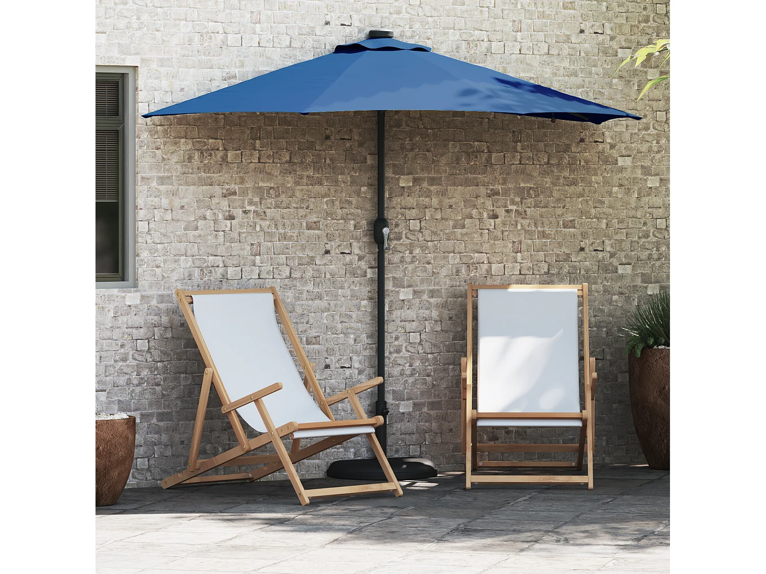 Ombrellone da giardino blu 294 x 150 x 223 cm in tessuto
