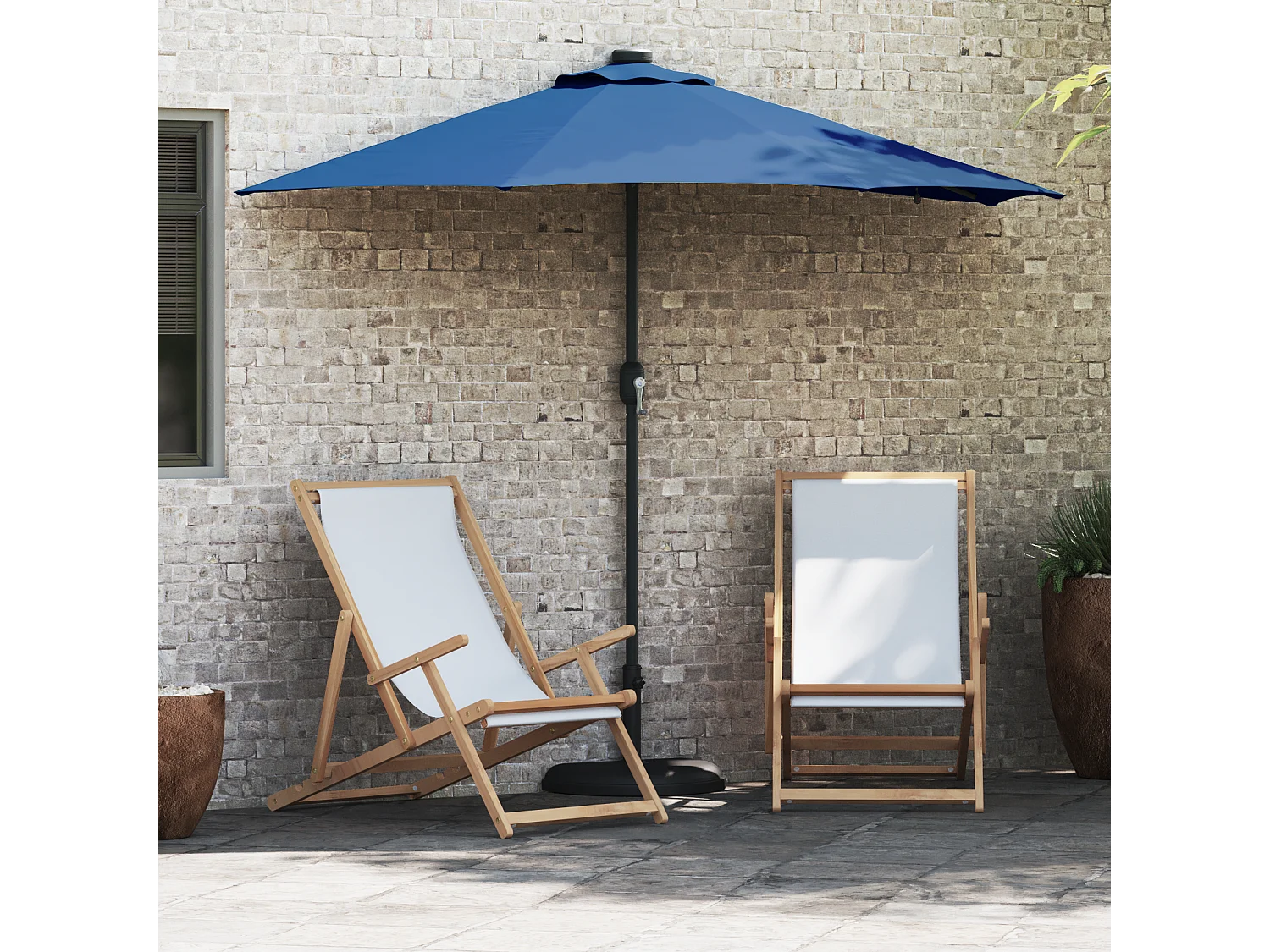 Ombrellone da giardino blu 294 x 150 x 223 cm in tessuto