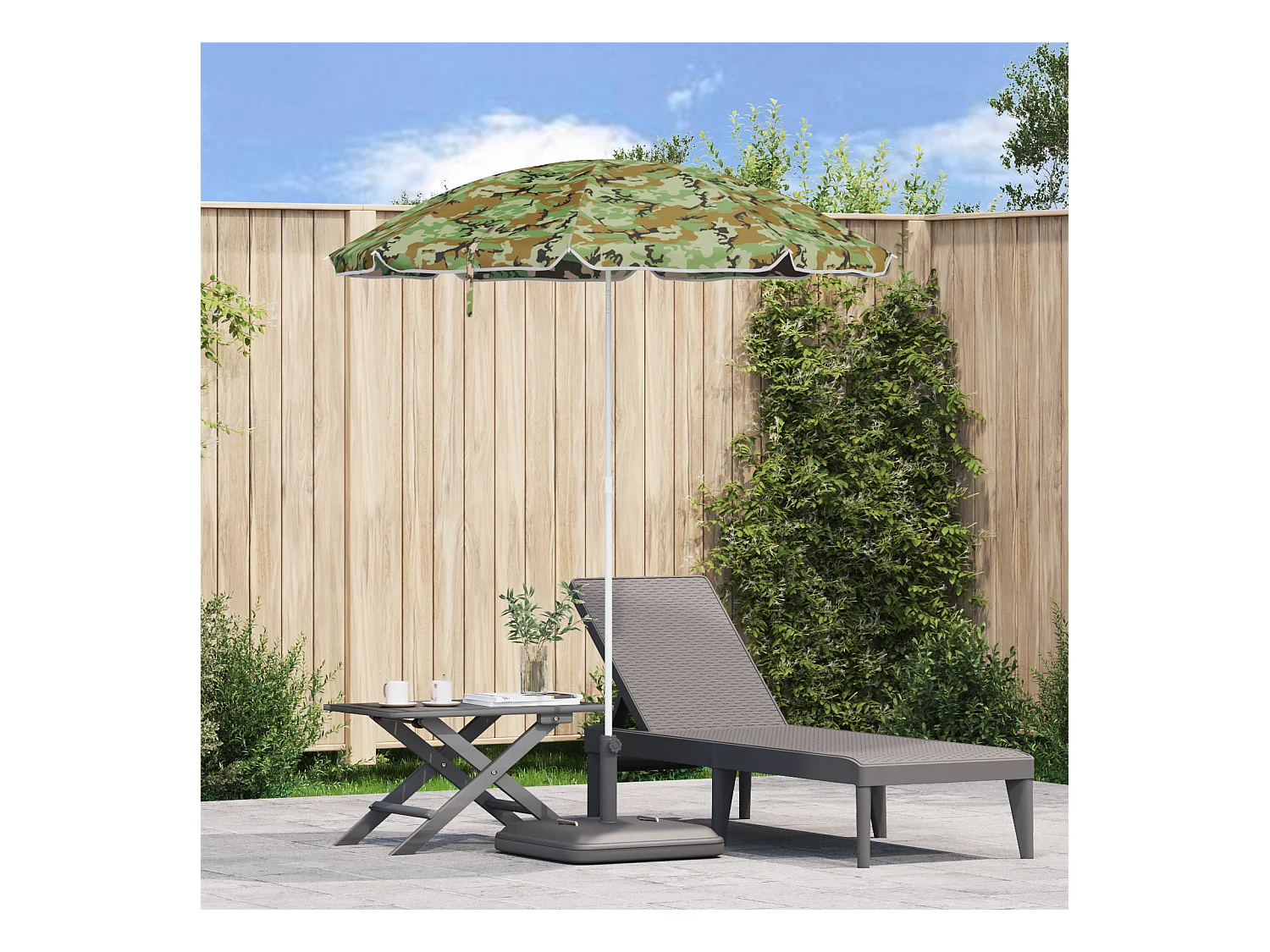 Parasol de plage avec poteau en aluminium Camouflage 240 cm