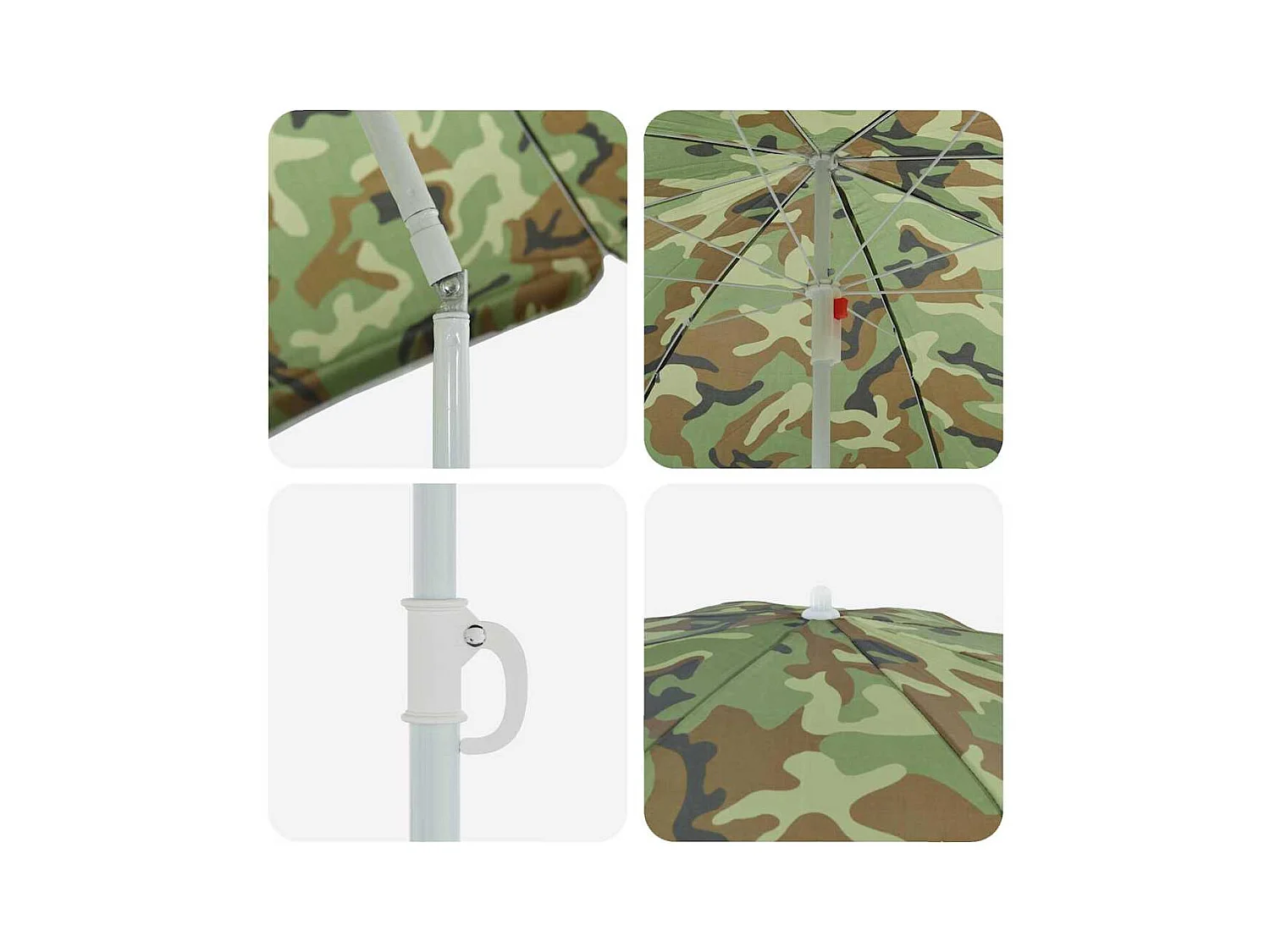 Parasol de plage avec poteau en aluminium Camouflage 240 cm