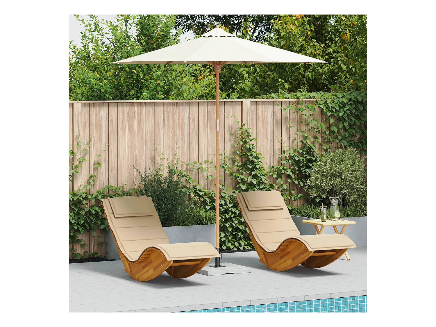 Parasol de jardin Crème blanc 240x260 cm Bambou