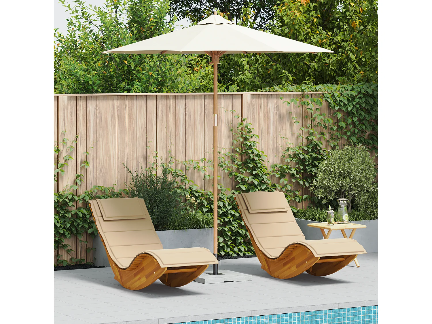 Ombrellone da giardino bianco crema 240x260 cm in bambù