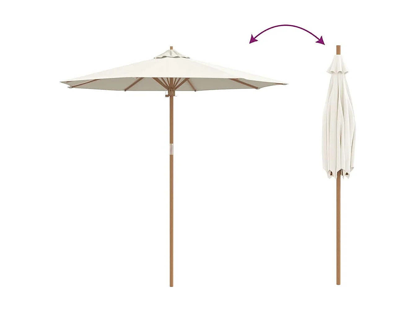 Ombrellone da giardino bianco crema 240x260 cm in bambù