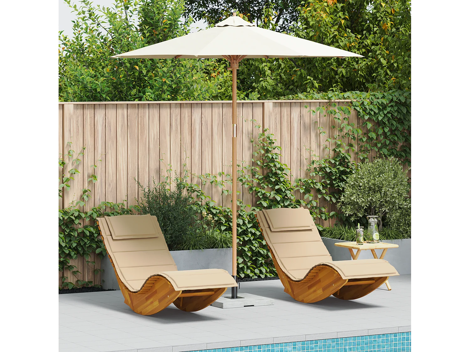 Ombrellone da giardino bianco crema 240x260 cm in bambù