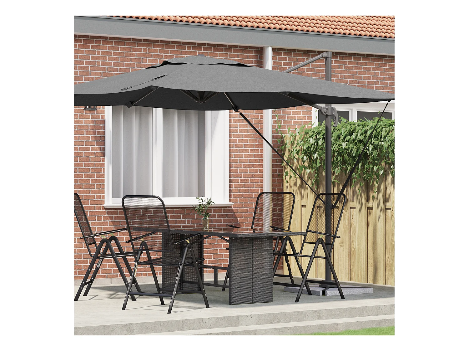 Parasol Cantilever Roma Anthracite 286x285x265 cm Aluminium