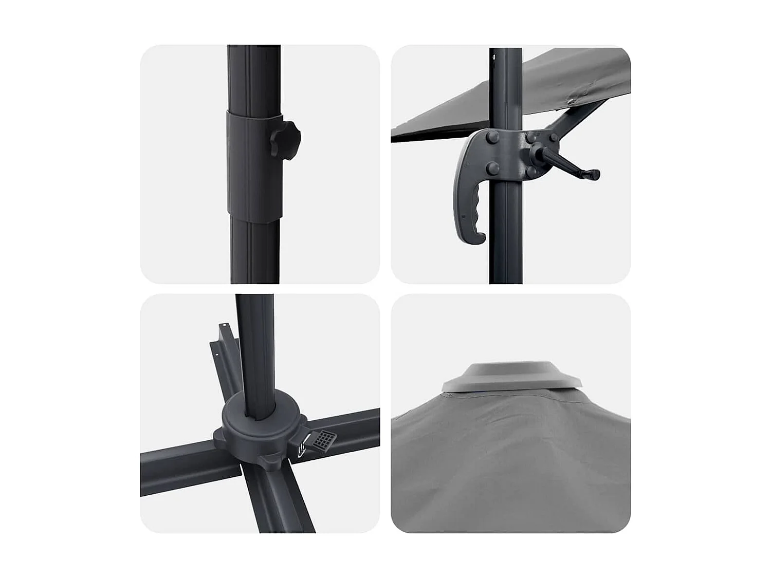 Ombrellone a sbalzo Roma Antracite 286x285x265 cm Alluminio