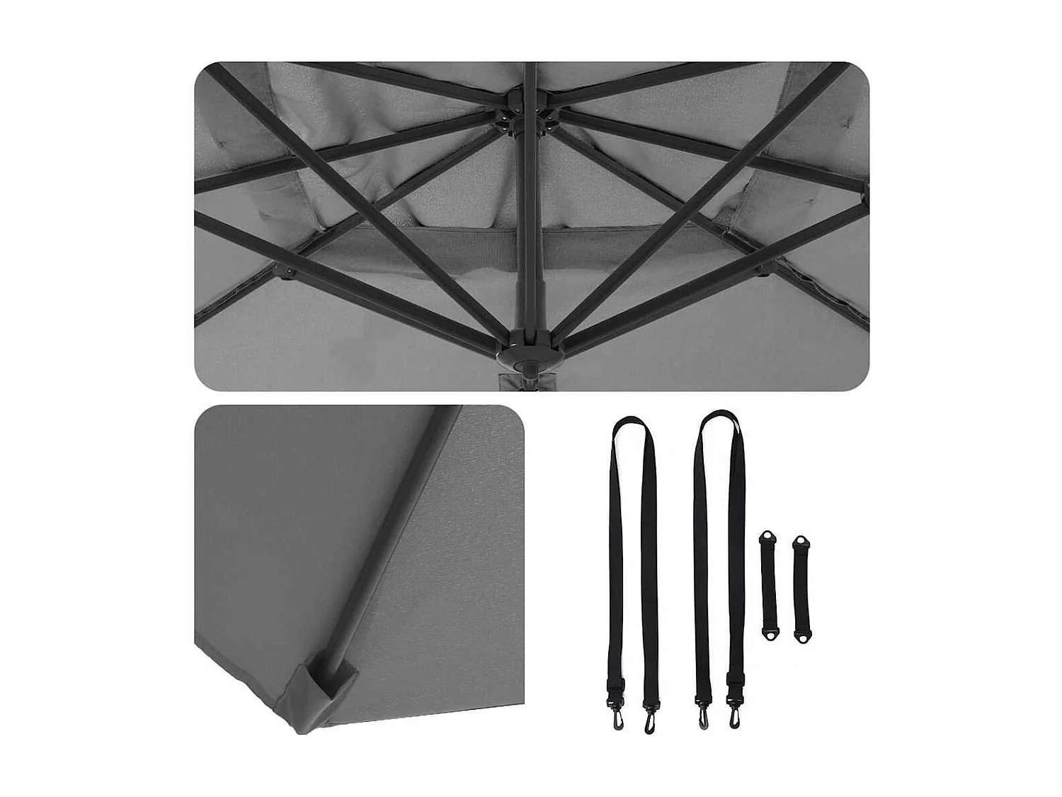 Ombrellone a sbalzo Roma Antracite 286x285x265 cm Alluminio