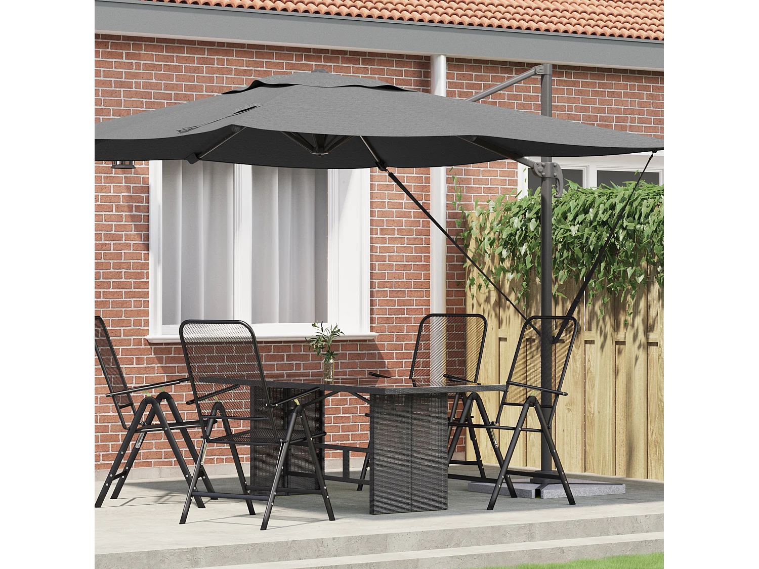 Parasol Cantilever Roma Anthracite 286x285x265 cm Aluminium