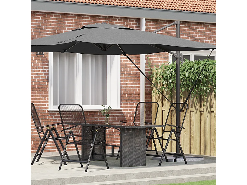 Ombrellone a sbalzo Roma Antracite 286x285x265 cm Alluminio