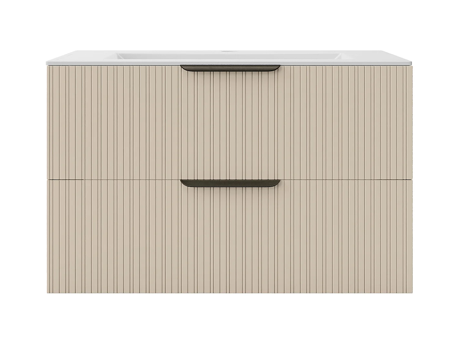 Meuble de salle de bain suspendu strié avec vasque à encastrer - Coloris beige - 80 cm - DALIKO