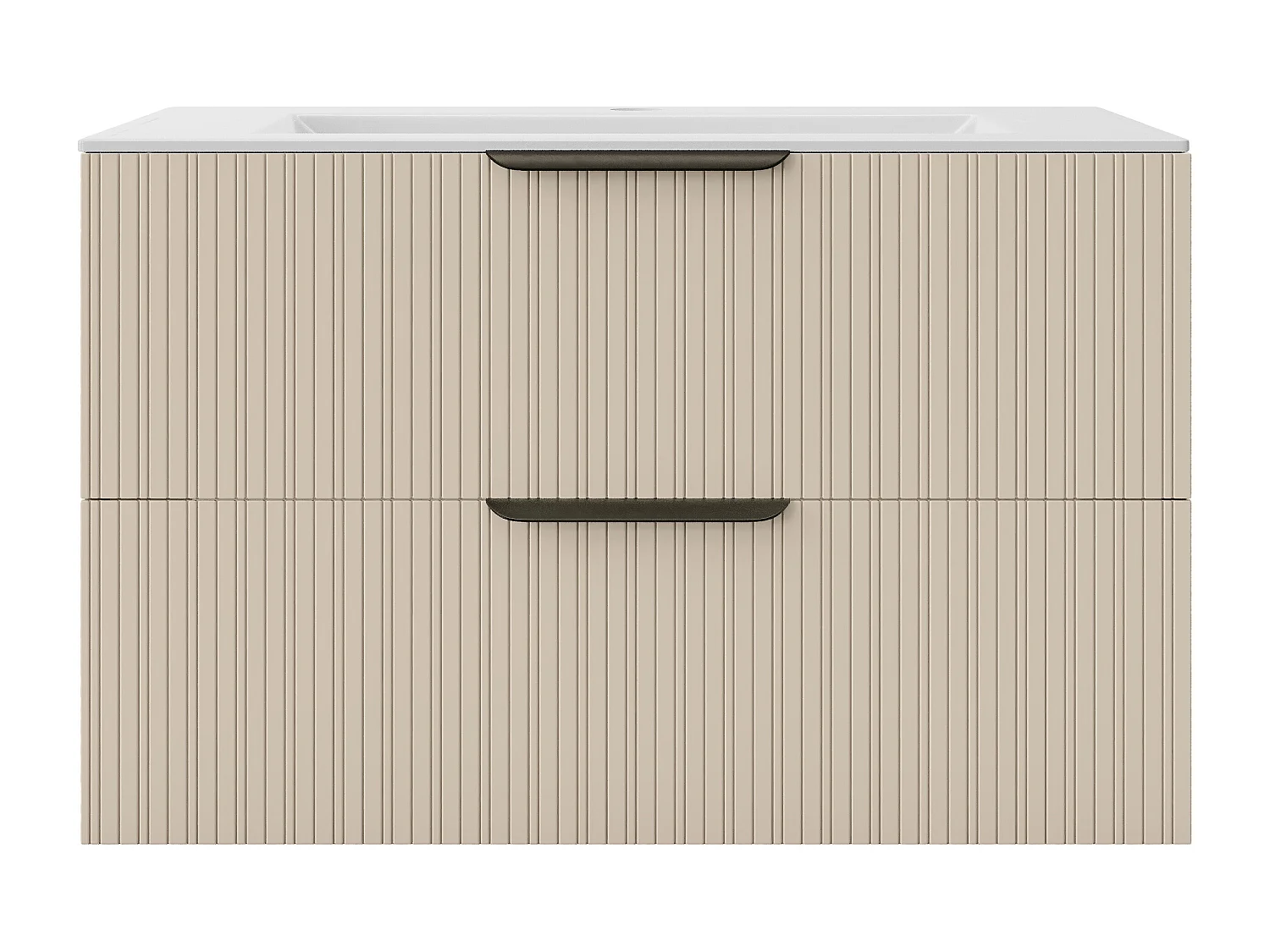 Meuble de salle de bain suspendu strié avec vasque à encastrer - Coloris beige - 80 cm - DALIKO