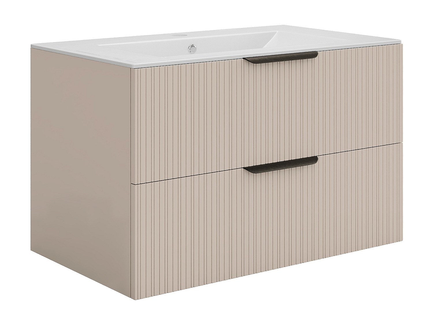Hängeschrank für Waschbecken in Rillenoptik - Beige - 80 cm - DALIKO günstig online kaufen
