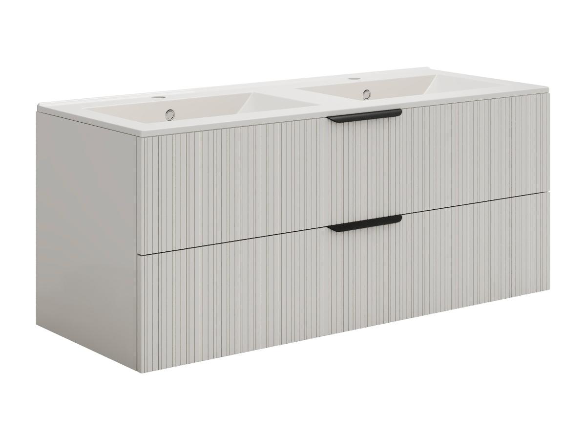 Hängeschrank mit Riffeloptik für Einbauwaschbecken - Beige - 120 cm - DALIK günstig online kaufen