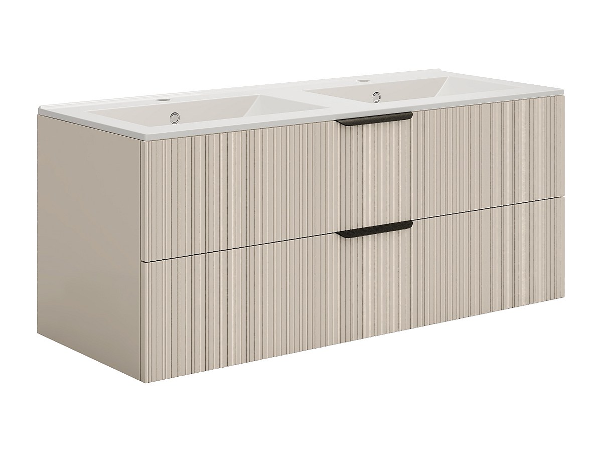 Hängeschrank mit Riffeloptik für Einbauwaschbecken - Beige - 120 cm - DALIK günstig online kaufen