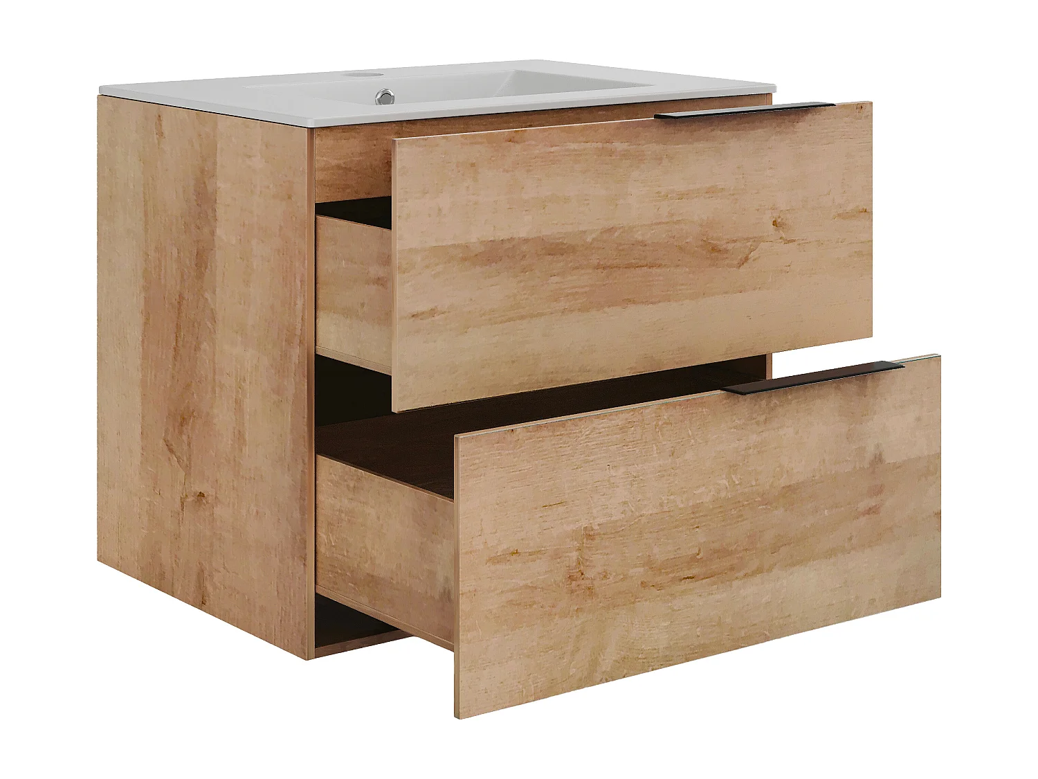 Meuble de salle de bain suspendu avec vasque à encastrer - Naturel clair - 60 cm - NISAYA