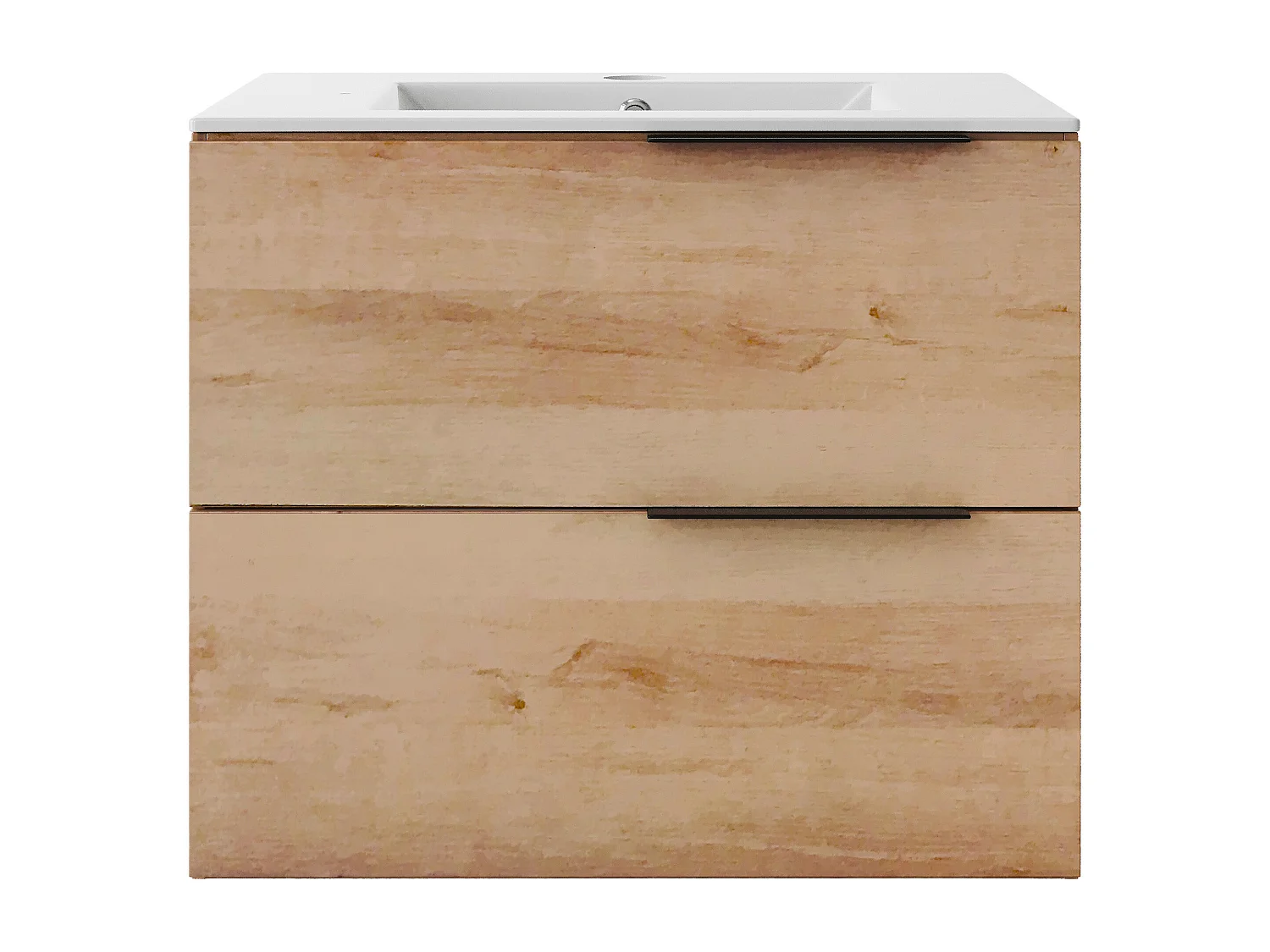 Meuble de salle de bain suspendu avec vasque à encastrer - Naturel clair - 60 cm - NISAYA