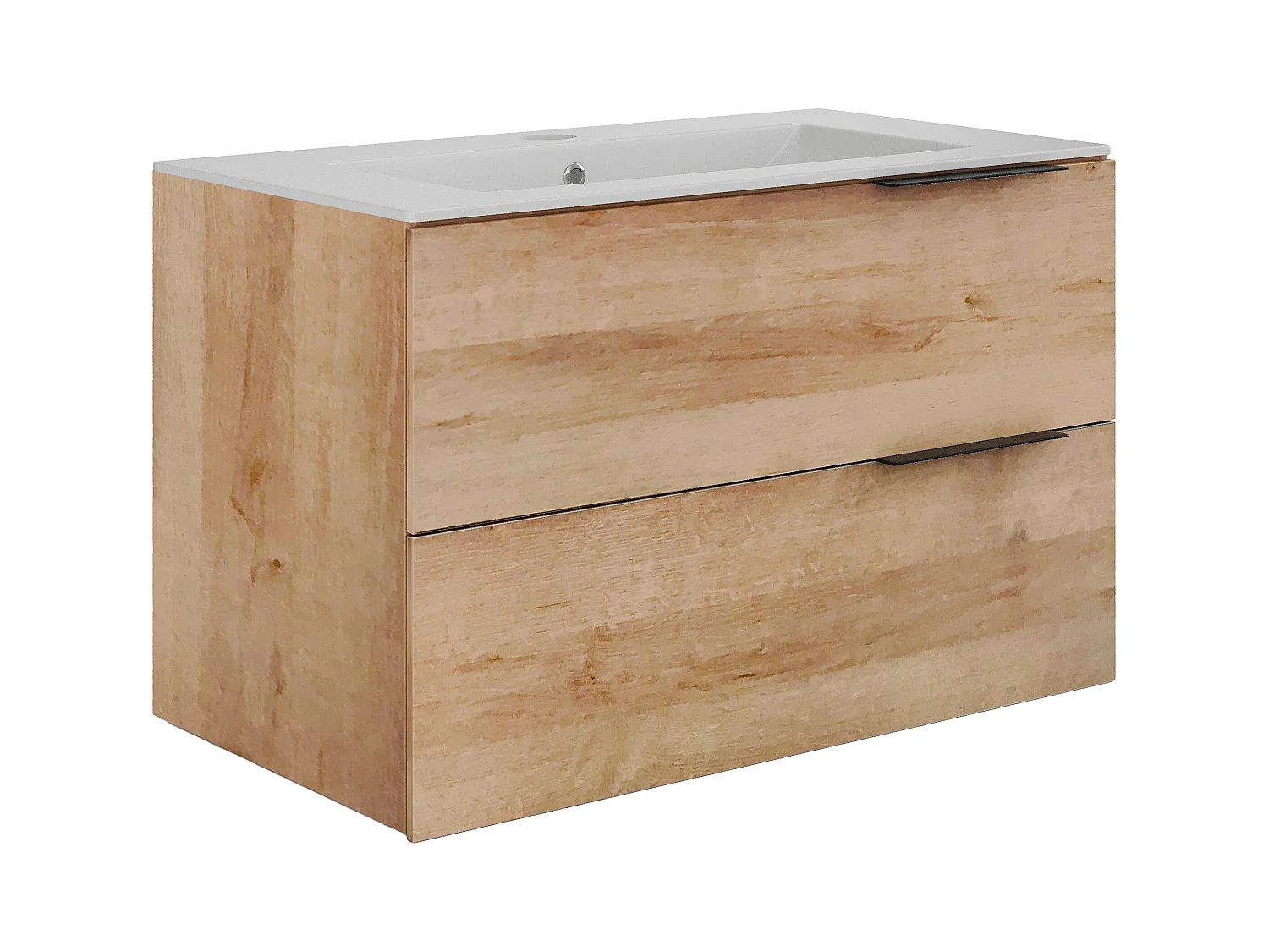 Veggmontert baderomsmøbel med innfelt servant - Lys natur - 80 cm - NISAYA