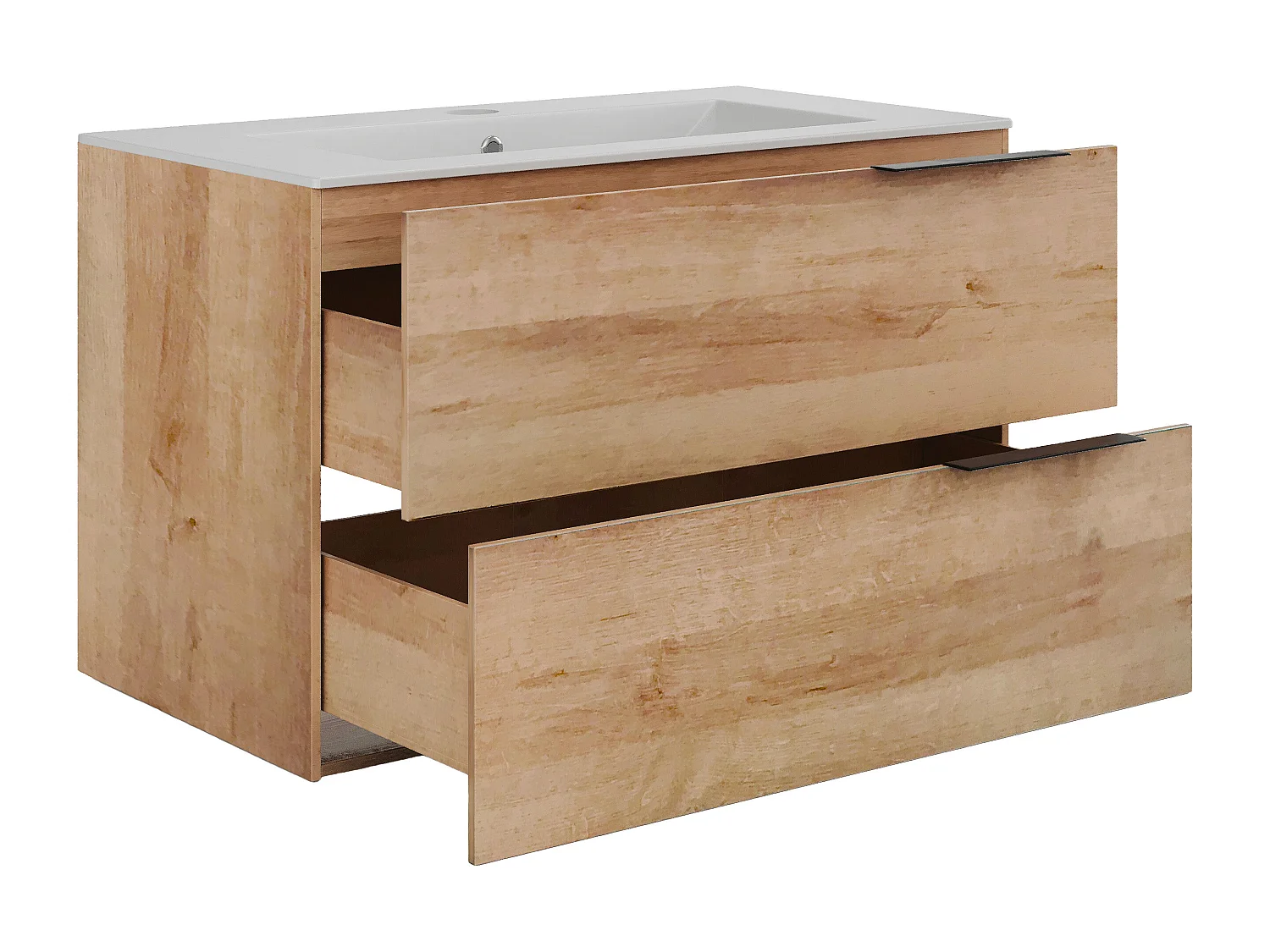 Meuble de salle de bain suspendu avec vasque à encastrer - Naturel clair - 80 cm - NISAYA