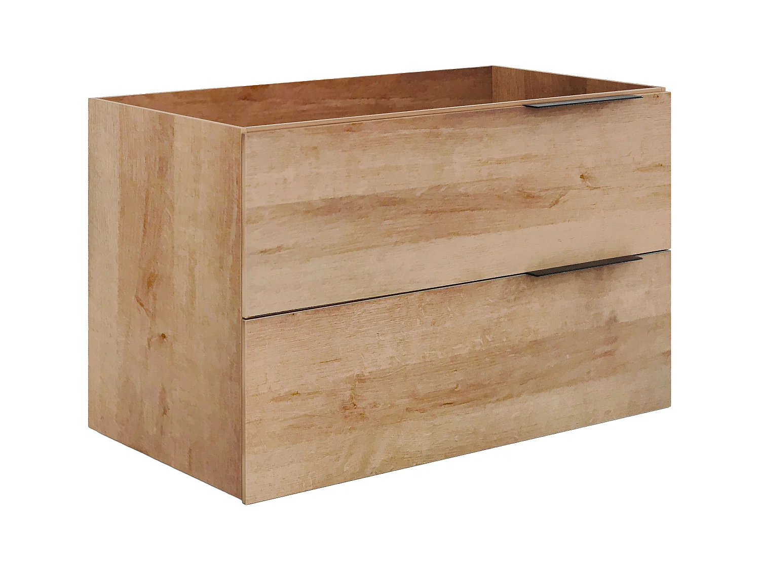 Meuble de salle de bain suspendu avec vasque à encastrer et colonne - Naturel clair - 80 cm - NISAYA