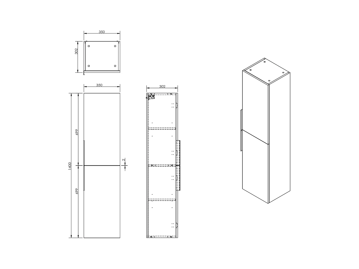 Meuble de salle de bain suspendu avec vasque à encastrer et colonne - Naturel clair - 80 cm - NISAYA