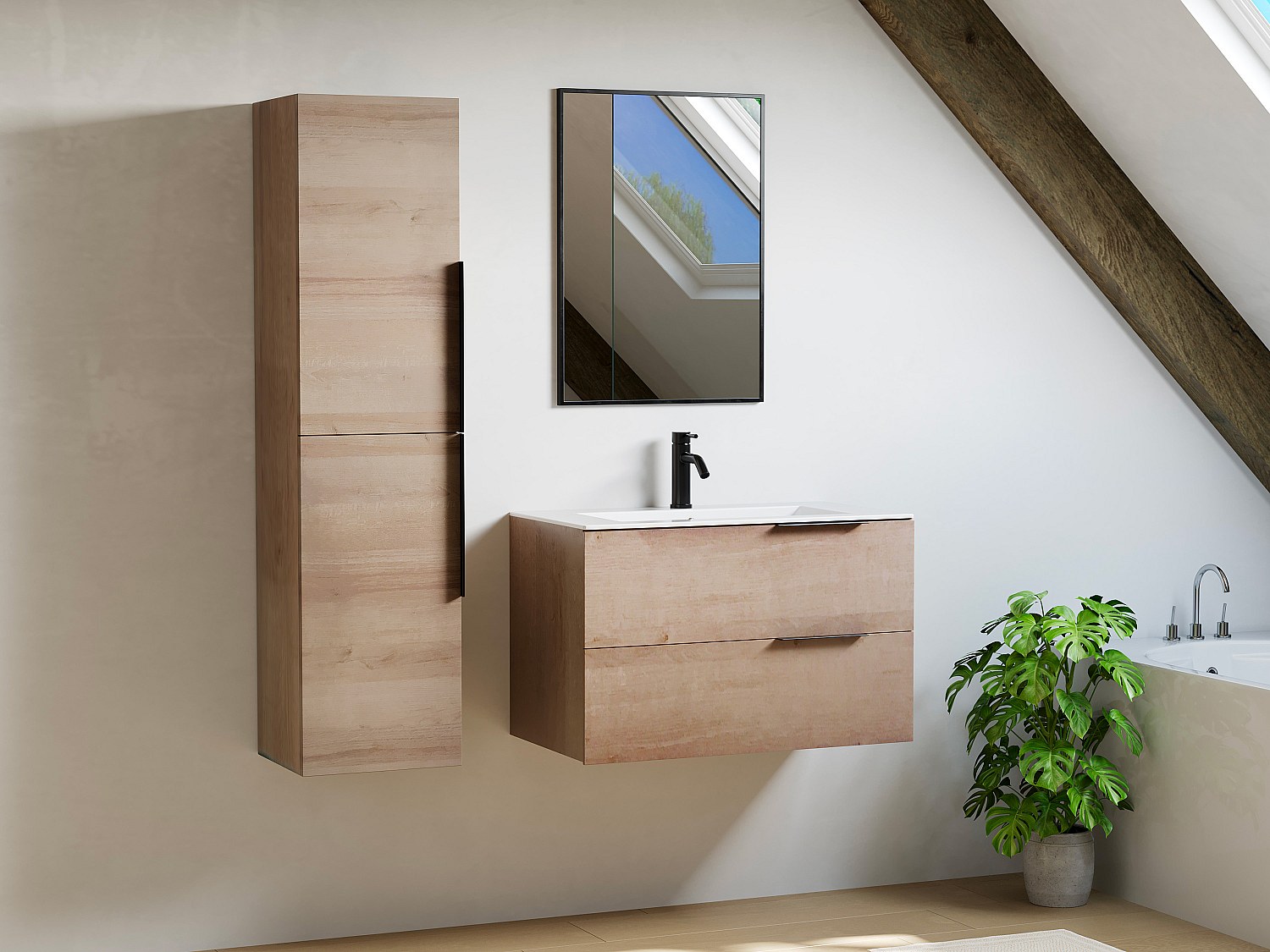 Hängender Badezimmerunterschrank mit Einbauwaschbecken und Hochschrank - He günstig online kaufen