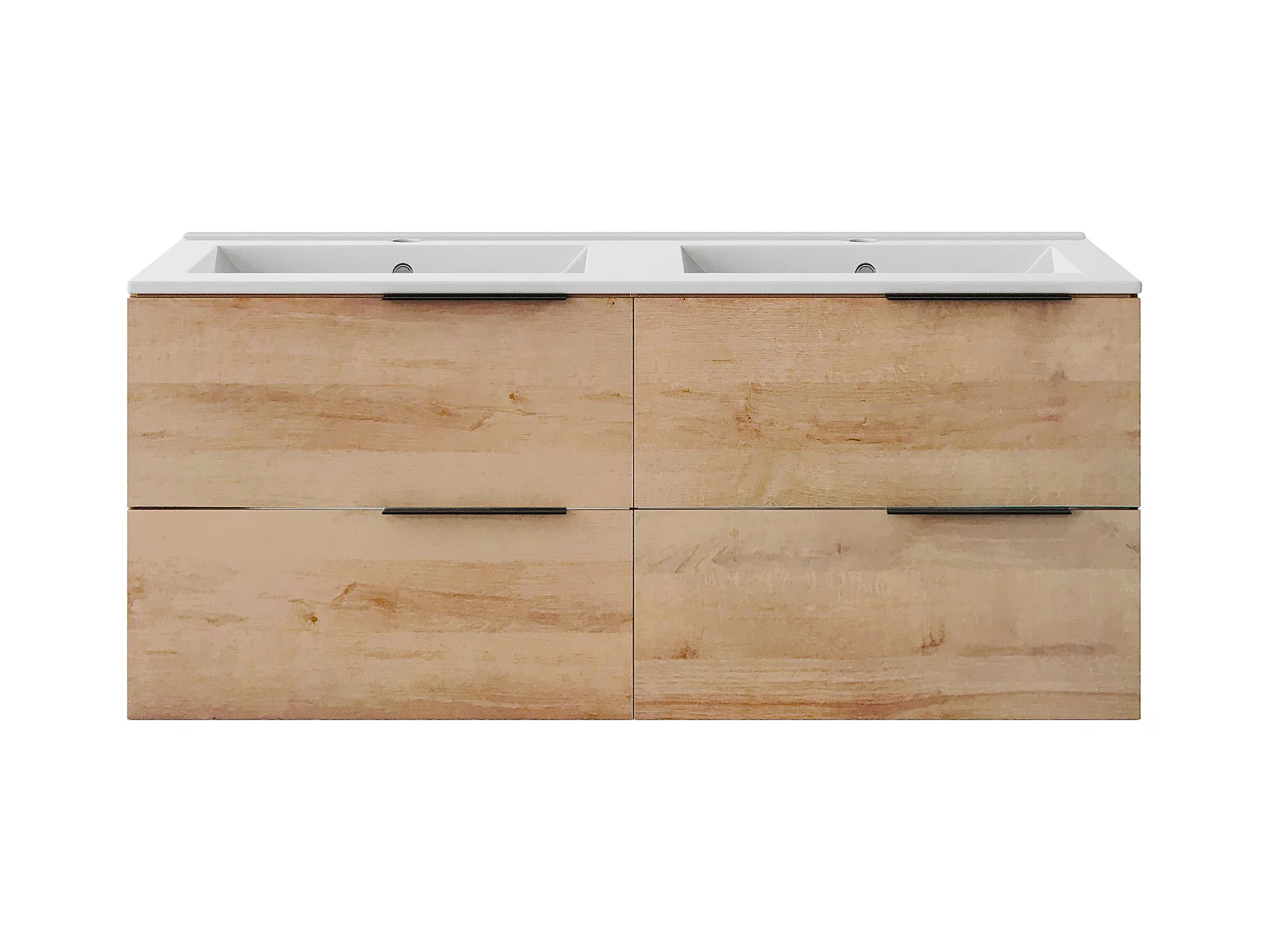 Hängender Badezimmerunterschrank mit Einbauwaschbecken - Heller Naturton - 120 cm - NISAYA