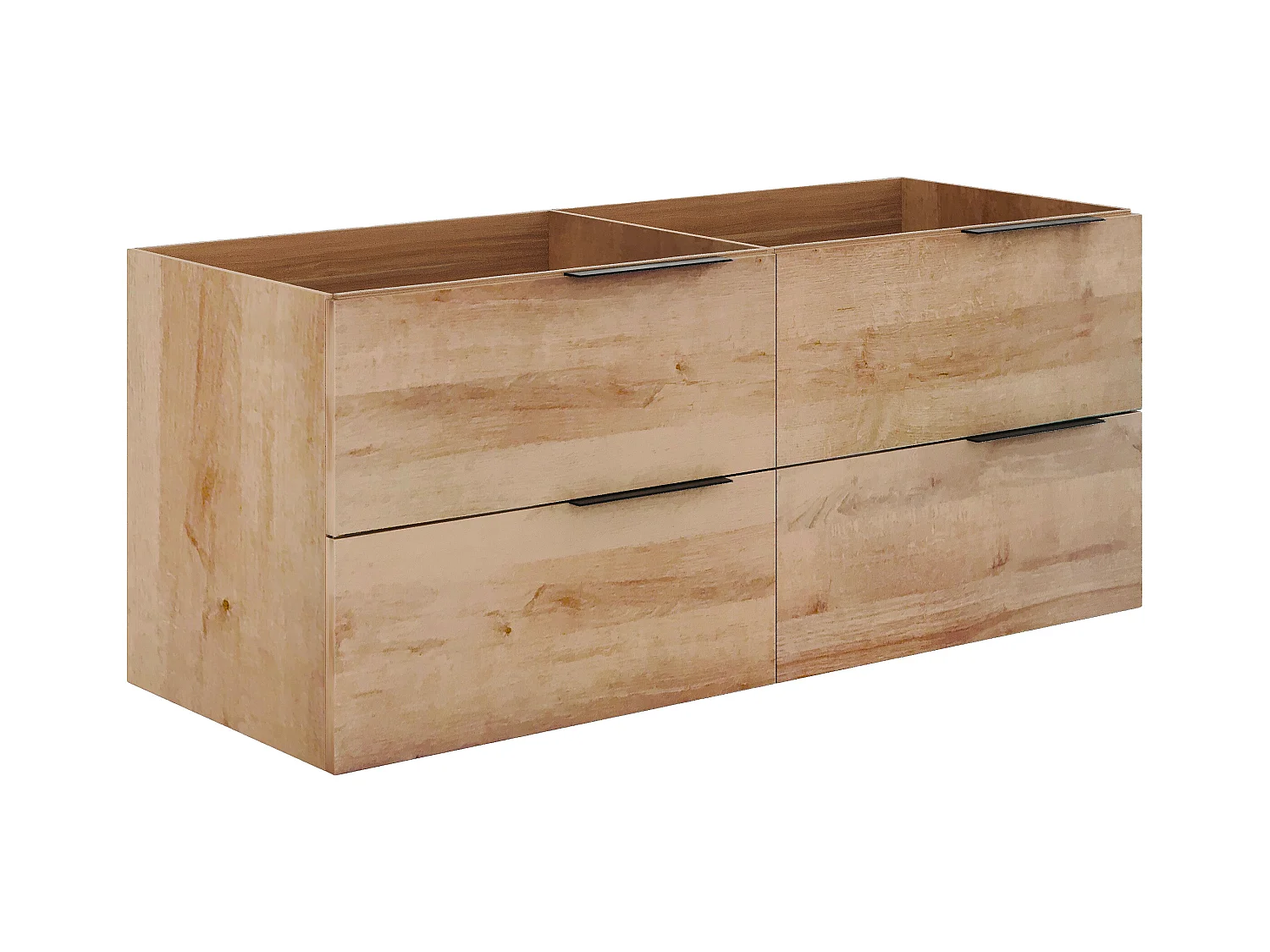 Hängender Badezimmerunterschrank mit Einbauwaschbecken - Heller Naturton - 120 cm - NISAYA