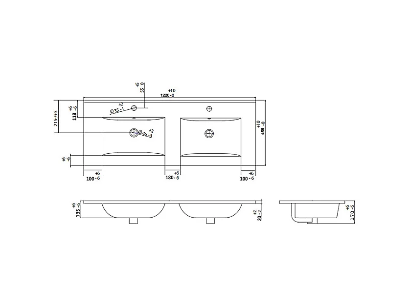Ophængt badeværelsesmøbel med integreret håndvask - Lys natur - 120 cm - NISAYA