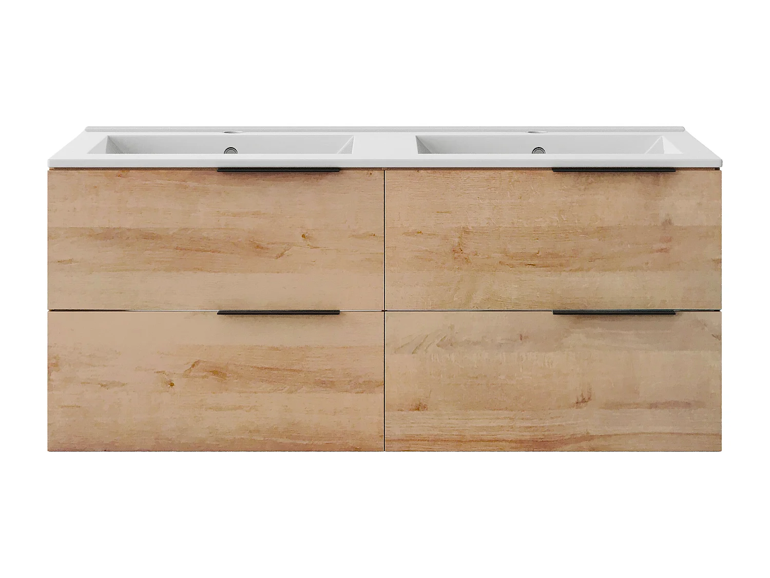 Meuble de salle de bain suspendu avec vasque à encastrer - Naturel clair - 120 cm - NISAYA