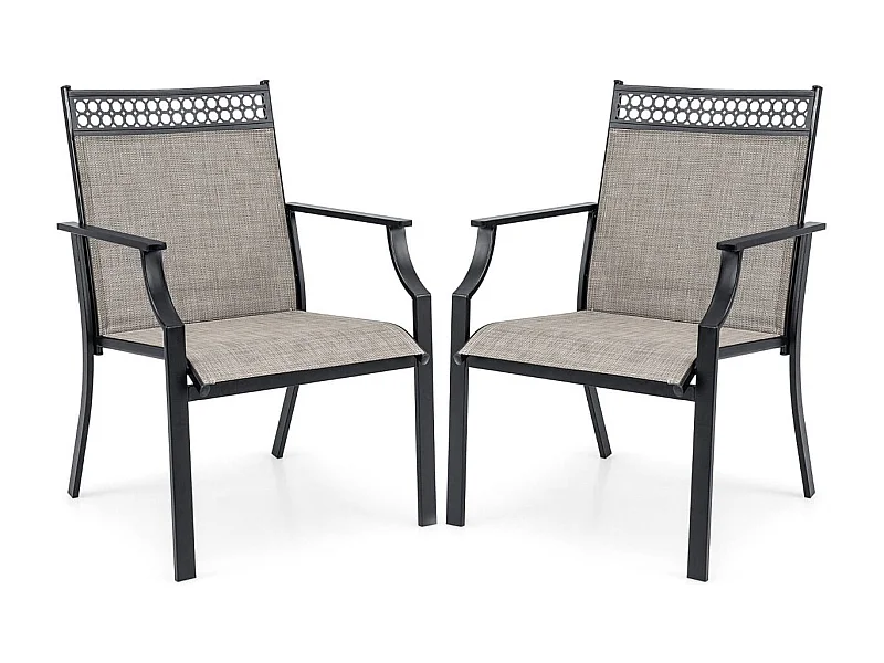 Set di 2 sedie da pranzo per giardino con schienale alto tessuto a rapida asciugatura, Sedie da esterno Caffè