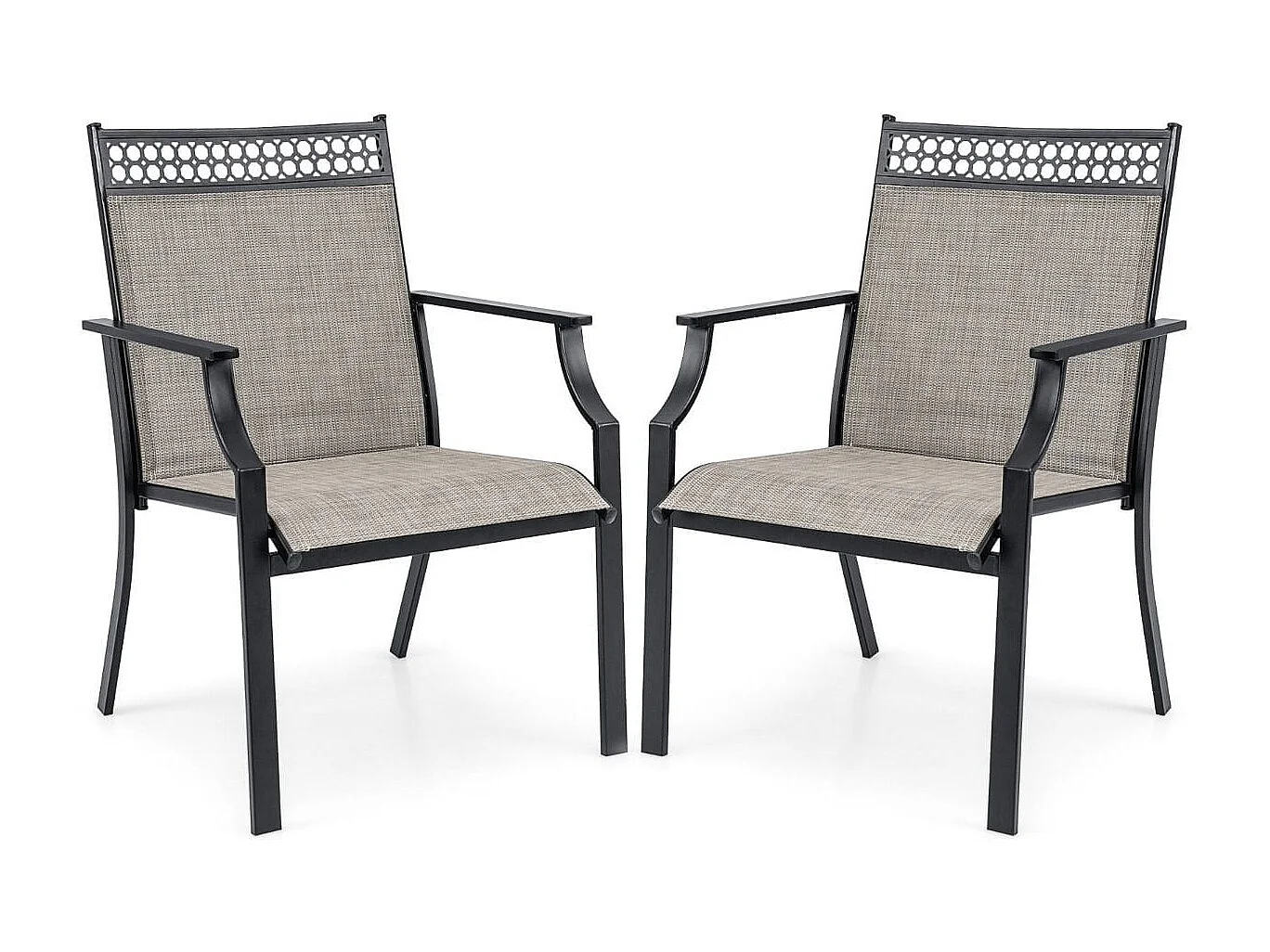 2er Set Gartenstühle Terrassenstühle Balkonstühle mit schnell trocknendem Stoff und Metallrahmen Kaffee