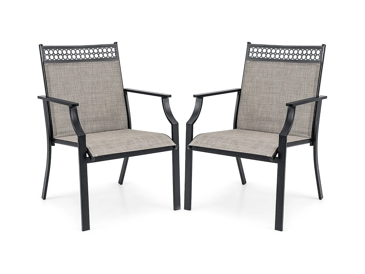 2er Set Gartenstühle Terrassenstühle Balkonstühle mit schnell trocknendem Stoff und Metallrahmen Kaffee