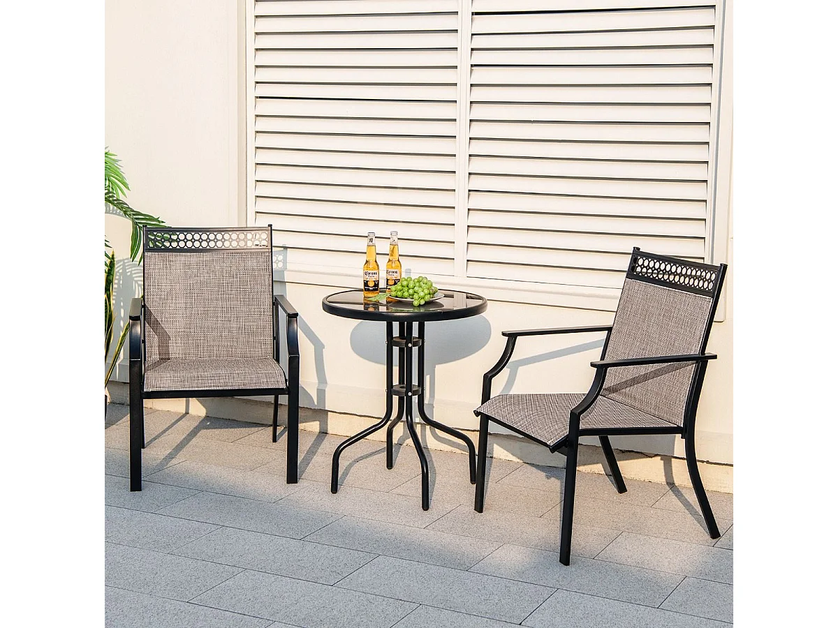 2er Set Gartenstühle Terrassenstühle Balkonstühle mit schnell trocknendem Stoff und Metallrahmen Kaffee