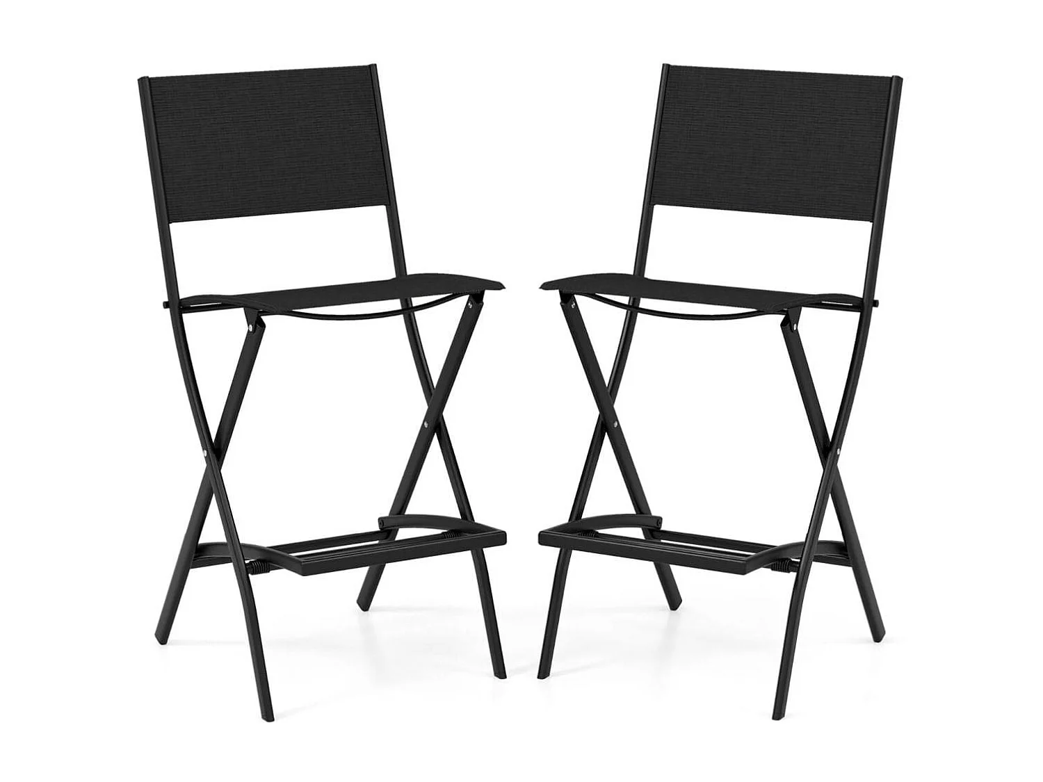 Lot de 2 Chaises Tabourets de Bar en Rotin PE de 2 Couches Rotatif à 360° Coussin Amovible Patin Antidérapant Réglable Charge 150KG Noir