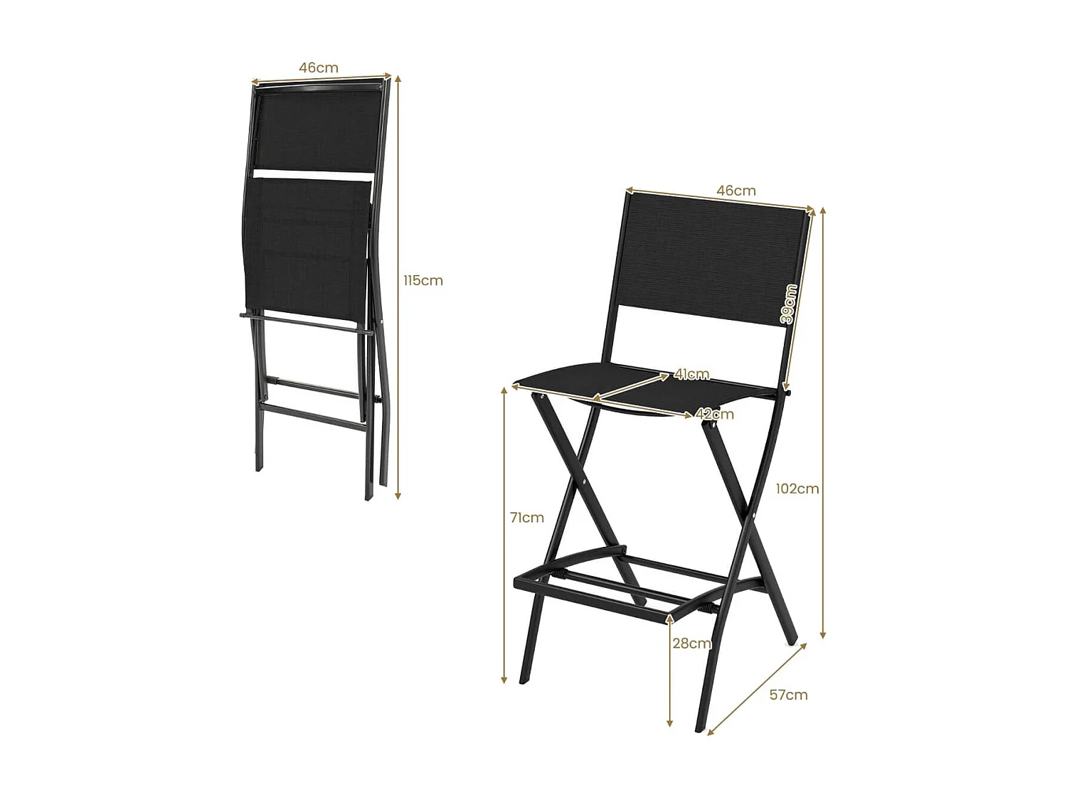 Lot de 2 Chaises Tabourets de Bar en Rotin PE de 2 Couches Rotatif à 360° Coussin Amovible Patin Antidérapant Réglable Charge 150KG Noir