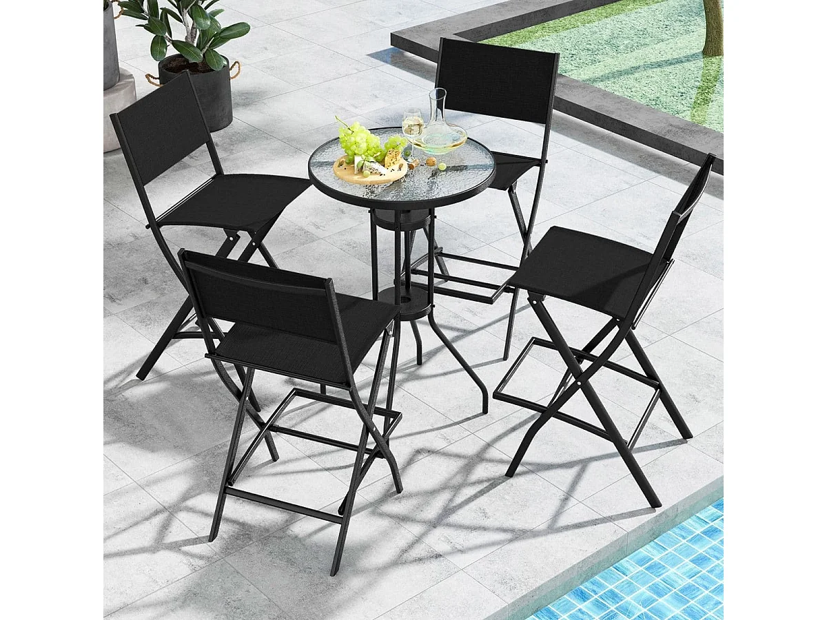 Lot de 2 Chaises Tabourets de Bar en Rotin PE de 2 Couches Rotatif à 360° Coussin Amovible Patin Antidérapant Réglable Charge 150KG Noir