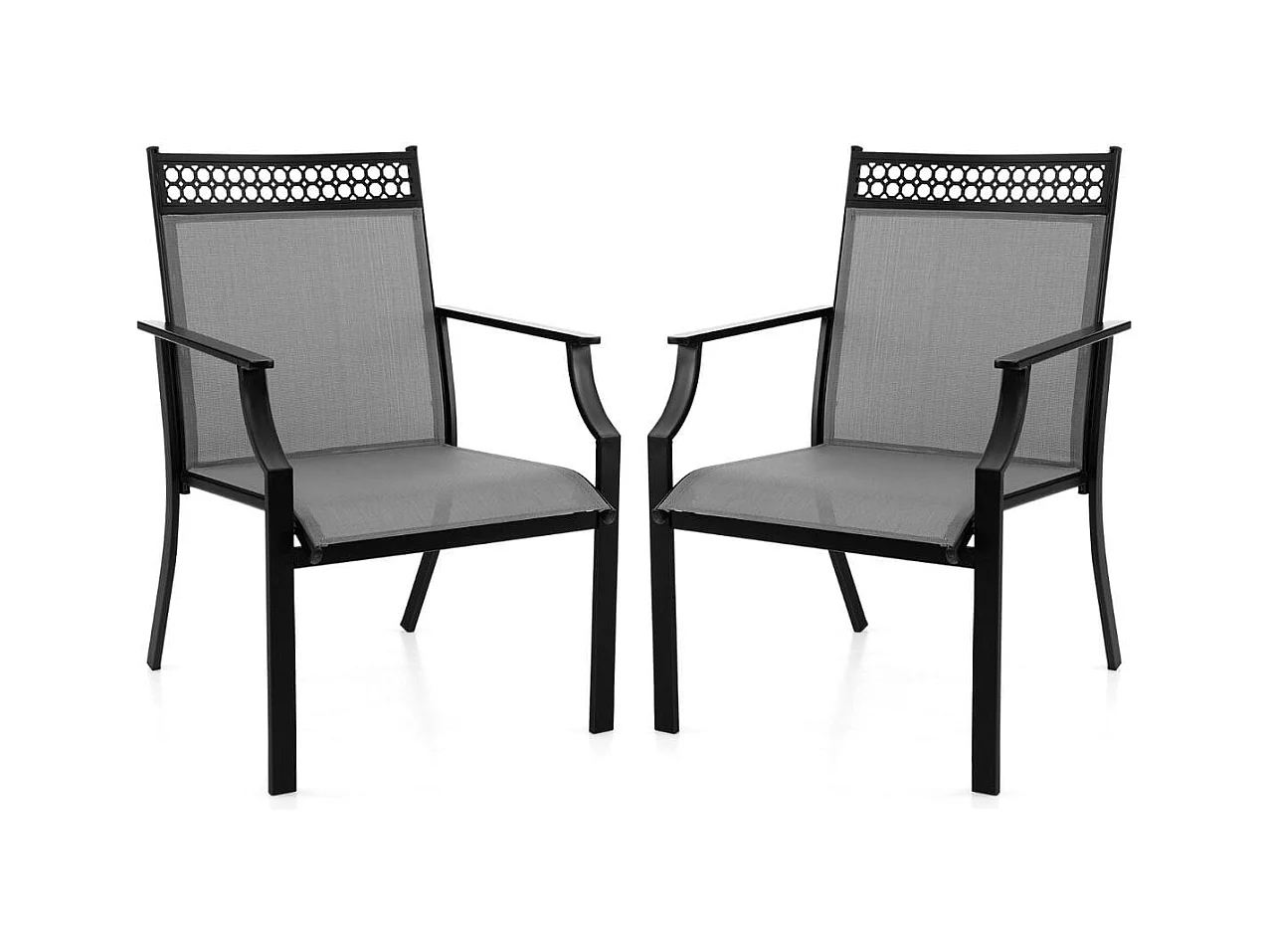Set di 2 sedie da pranzo per giardino con schienale alto tessuto a rapida asciugatura, Sedie da esterno Grigio