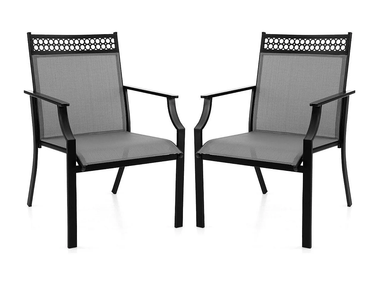 2er Set Gartenstühle mit Schnell Trocknendem Stoff & Metallrahmen Terrassenstühle Grau