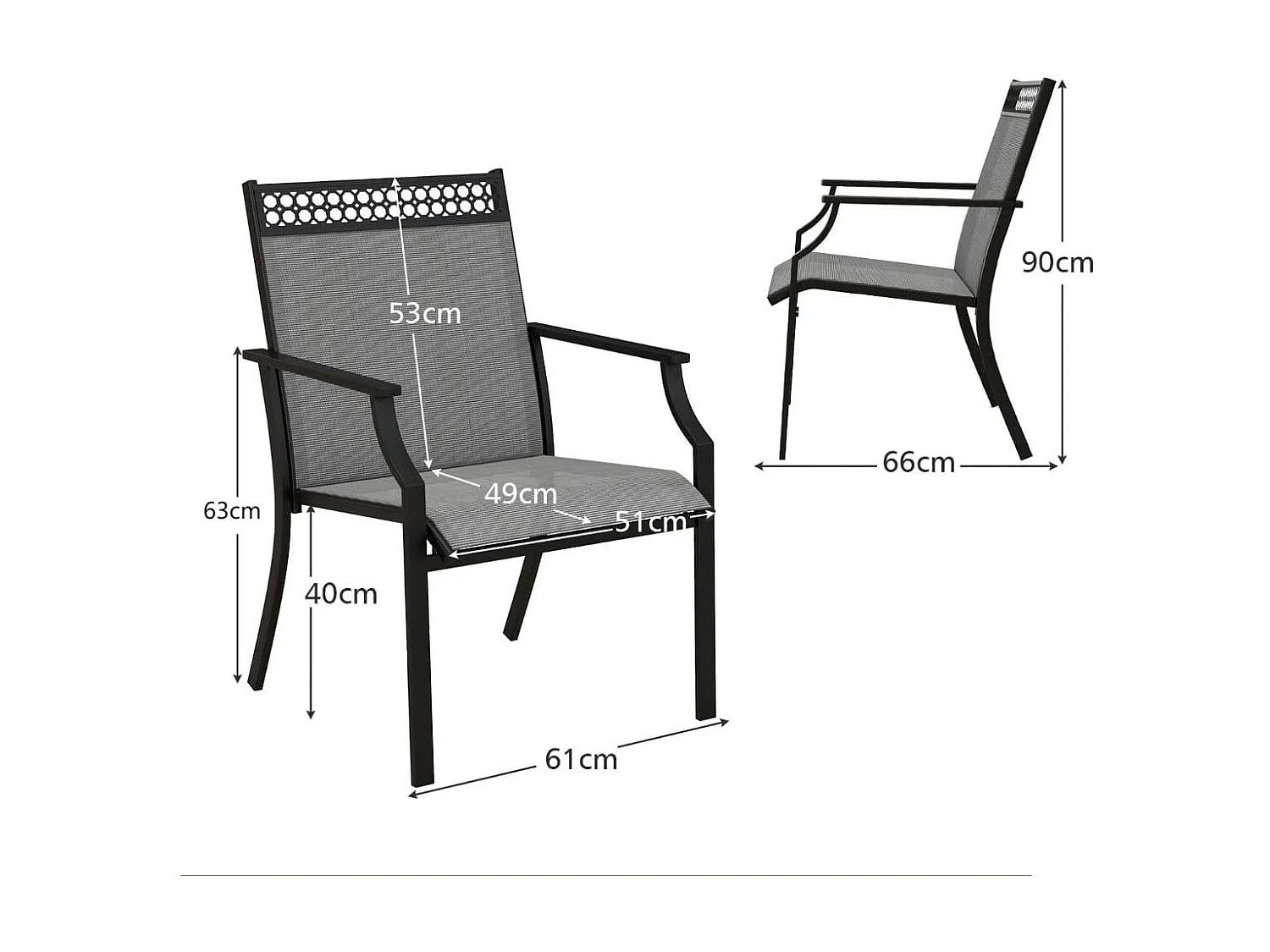 2er Set Gartenstühle mit Schnell Trocknendem Stoff & Metallrahmen Terrassenstühle Grau