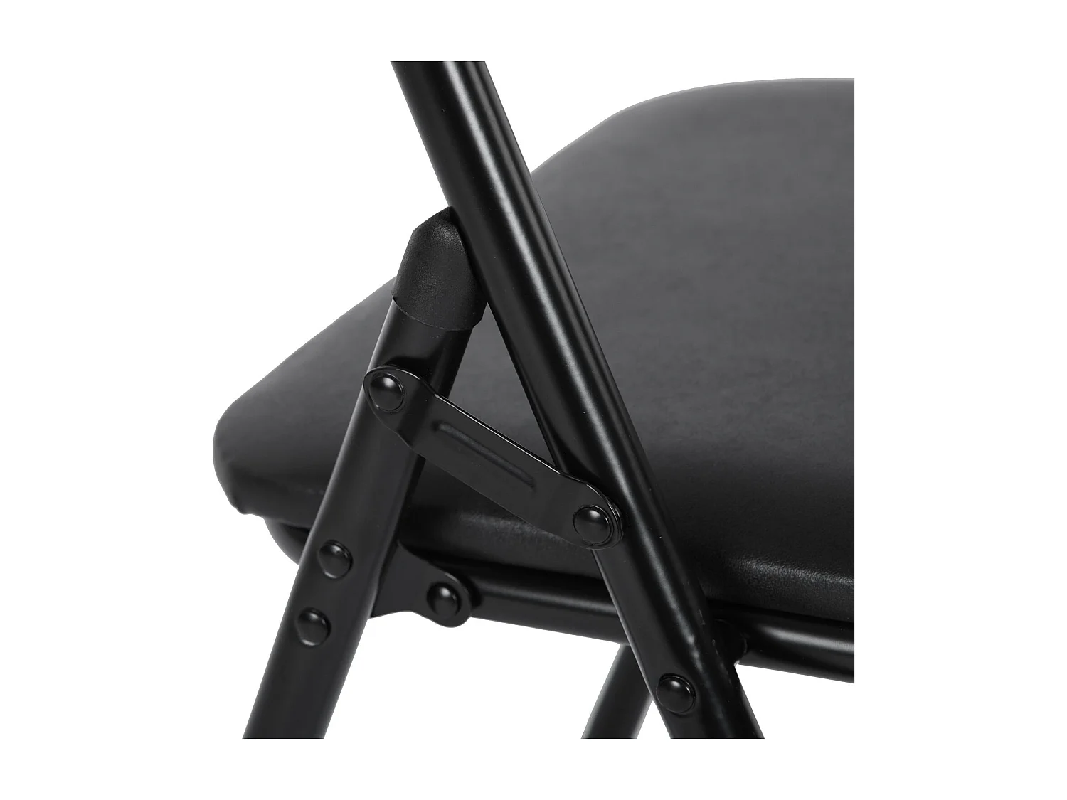 Lot de 2 Chaises Pliantes Noires en Coussin de siège en PU et pieds en métal Style Classique